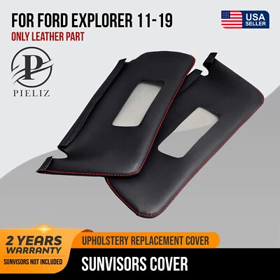 Sunvisors Cover Skin PVC Leather for Ford Explorer 2011-2019 Red Stitch - Imagem 1 de 4