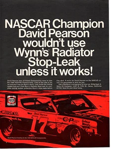 1969 FORD TORINO COBRA / DAVID PEARSON NASCAR CHAMPION ~ ORIGINAL  WYNNS AD - Picture 1 of 1