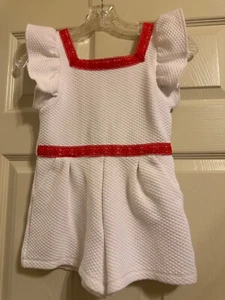 Janie and Jack Red and White Short Romper Size 6 - Picture 1 of 2
