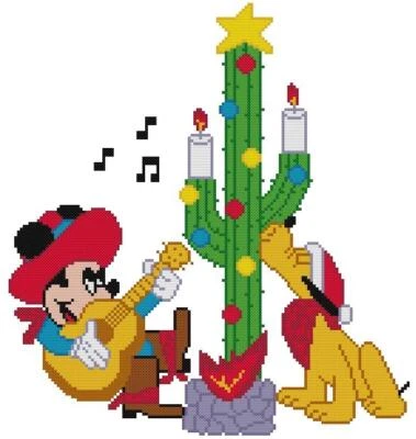 CROSS STITCH+ CRAFT PATTERN  Mickey Mouse Pluto Guitar Country Christmas Cowboy - Image 1 of 4