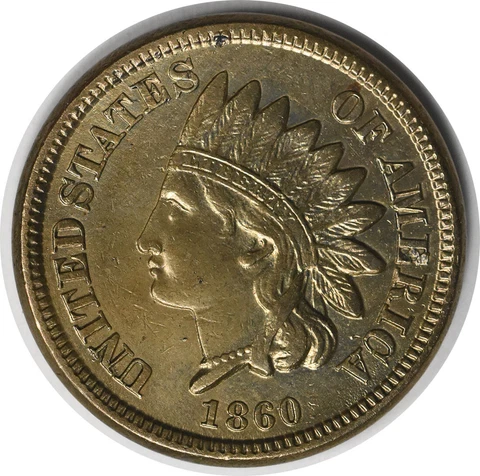 1860 Indian Cent AU Slider Uncertified #1101 Cover