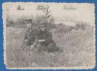Two Beautiful Miner Girls Sit On The Grass Vintage Photo
