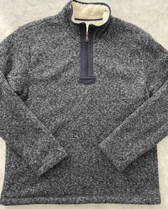 Suéter de lana forrado de sherpa azul 1/4 con cremallera para hombre talla M - Imagen 1 de 7