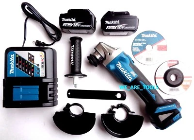 Makita XAG04 18V Brushless Angle Grinder, (2) BL1830 Batteries,  Charger 18 Volt - Image 1 of 4