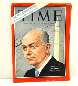 ntique 1963 Time Magazine Secretary of State Dean Rusk - Picture 1 of 1