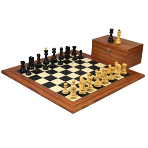 Chess Set Palisander Board 20'' Weighted Ebonised Zagreb Staunton Pieces 3.75'' - Picture 1 of 10