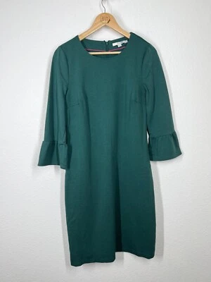 Boden Lavinia Ponte Knit Dress 10L Dark Green Bell Sleeves - Image 1 of 4