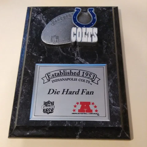 INDIANAPOLIS COLTS DIE HARD FAN PLAQUE 7 X 5 INCHES ESTABLISHED 1953 GREAT ITEM! Cover