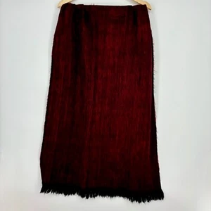 Unbranded Womens Large Rectangular Scarf Wrap Fuzzy Red Black Fringe Alpaca? - Picture 1 of 8