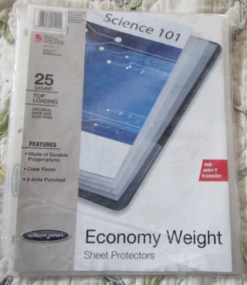 Wilson Jones Economy Weight Sheet Protectors 23 Count Clear Finish Archival Safe - Image 1 of 3