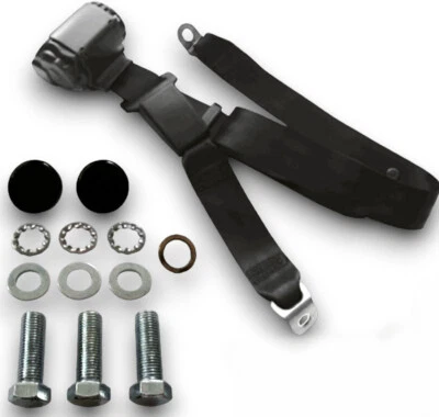 Cinturón de seguridad trasero de tres puntos 50 cm hebilla negro para MG MGA MGB TD Foto 1 de 4