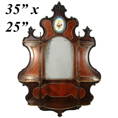 ENORME 35" Prateleira de Parede Francesa Antiga Napoleão III, Kingwood & Ormolu, Placa Sevres - Imagem 1 de 4