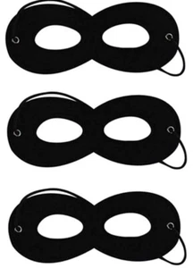 3Pcs Superhero Felt Eye Mask Black Super Hero Mask Half Mask - Picture 1 of 2