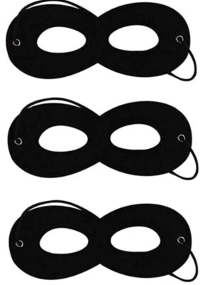 3Pcs Superhero Felt Eye Mask Black Super Hero Mask Half Mask - Image 1 of 2