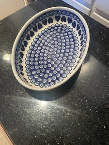 Blue Polish Pottery Oval Baker 7.5 X 11 - Picture 1 of 2