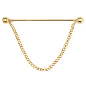 Stainless Steel Gold Chain Collar Bar - Picture 1 of 4