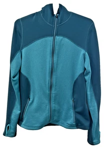 Patagonia Two-Tone Teal Full Zip Polartec Fleece-Lined Hoodie Jacket Women's L - Picture 1 of 19