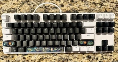 Galaxy Space Planets Gaming Keyboard RGB Backlit Resin Keycaps**Clicky**FASTSHIP - Image 1 of 4