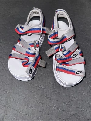 Nike "Icon" 经典凉鞋厚底银色蓝色女式 US 8 码 — 第 1/4 张图片