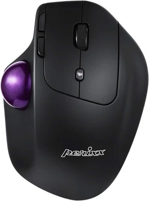 PERIMICE-720, Wireless Ergonomic Trackball Mouse with Adjustable Angle, Black... - Image 1 of 4