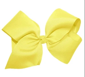 Yellow 6” Hair Bow Clip Grosgrain Ribbon Trendy Boutique Boho Hair Barrette - Picture 1 of 7