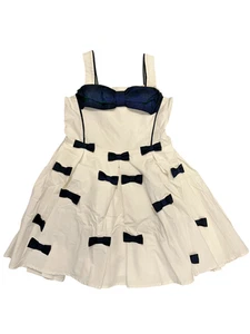 Jottum Girls Stavely Bow Dress White & Navy Blue Size 5 NWT Sleeveless Party - Picture 1 of 2