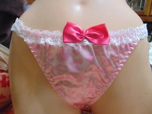 Super Sexy Sissy Boy Femboy C/D Satin String Bikini Höschen Größe 2X-Large - Bild 1 von 5
