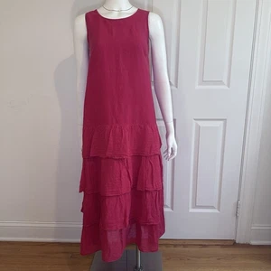 Linen Gallery rotes ärmelloses Damen-Maxikleid mit Stufensaum Leinen Größe 8 - Bild 1 von 17
