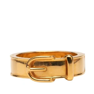 Hermes Bookle Serie Belt Motif Ring Gold Plated Women's Used - Picture 1 of 5