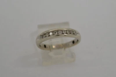 Aliança de casamento diamante 9 diamantes 0,18 ctw ouro branco 10K 2,5 g tamanho: 7 (FCO0238852) - Imagem 1 de 4