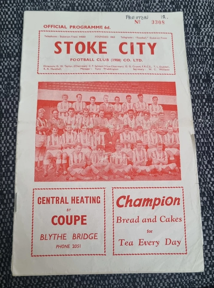 Stoke City v Preston North End 30th March 1963 Programme - Image 1 of 3