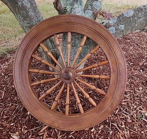 Antique 20.5" Wooden Wheel From Spinning Wheel, Rare 16 Spindles (e7) - Picture 1 of 20