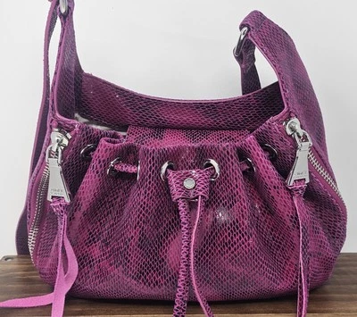 Bandolera Aimee Kestenberg Cuero Sereno Cordón Magenta Serpiente Estampado Cobra Foto 1 de 4