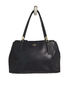 COACH Shoulder Bag Crossgrain Leather Dark Blue Small Defect - Picture 1 of 23