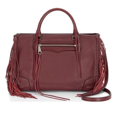 Rebecca Minkoff Leather Fringe Regan Satchel/Tote/Crossbody In Port red maroon - Image 1 of 4