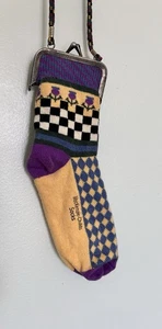 MACKENZIE CHILDS CALCETÍN CAMBIO MONEDA MONEDERO Bolso Bandolera Kisslock Festival Concierto - Imagen 1 de 6