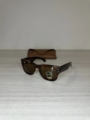 New Ray-Ban Mega Wayfarer Sunglasses 0840S 954/33 Striped Havana_Crystal Brown - Imagen 1 de 4