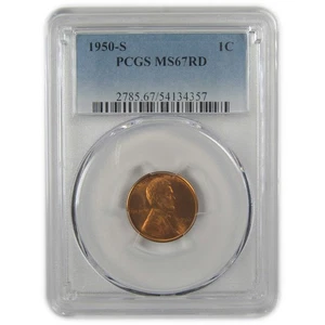 1950 S Lincoln Wheat Cent MS 67 RD PCGS Penny Uncirculated SKU:I22413 - Picture 1 of 4