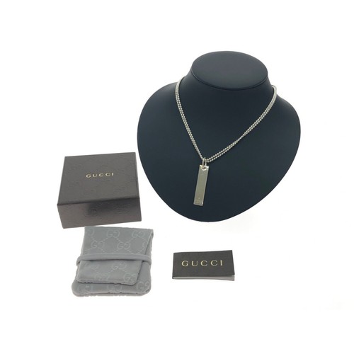 Gucci Necklace Silver 925 Double Ball Chain Plate with Box