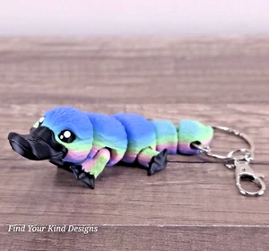 3D printed Mini Platypus articulated keychain 4 in Flexi Fidget toy gift / decor - Picture 1 of 5