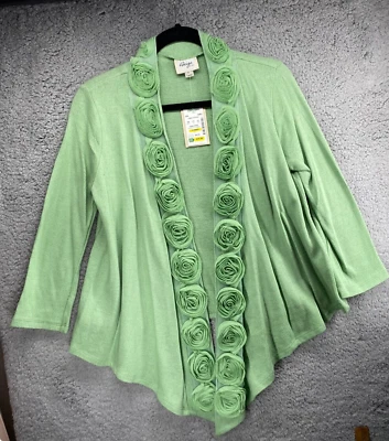 Cárdigan abierto Stein Mart nuevo con etiquetas beige de Eci para mujer talla M verde apliques florales nuevo en stock Foto 1 de 4