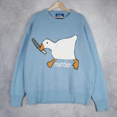 Aelfric Eden Sweater Mens Large Sky Blue Murder Goose Knit Crewneck Pullover - Image 1 of 4