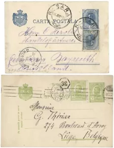 Romania 1898 & 1913 Uprated Diff 5b Postal Cards, 10b Rates - Picture 1 of 2