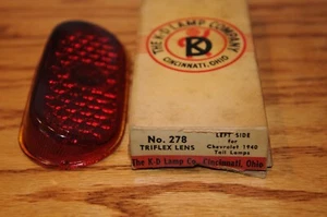 1940 Vintage K-D Triflex Chevrolet Left Side Tail Light Lens Model No A 278 NOS - Picture 1 of 9