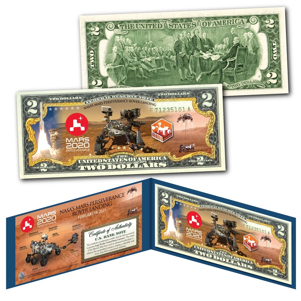 MARS 2020 PERSEVERANCE ROVER LANDING NASA Official Legal Tender U.S. $2 Bill - Image 1 of 1