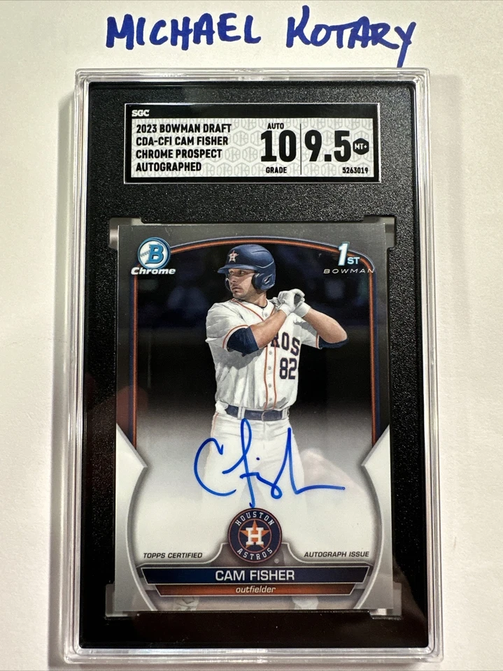 CAM FISHER 2023 BOWMAN CHROME DRAFT AUTO SGC 10/9.5 Astros 1st Cda-cfi  - Image 1 of 2