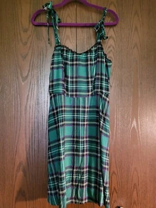 Abito Hot Topic tasche a quadri blu verde taglia large nuovo con etichetta - Foto 1 di 4