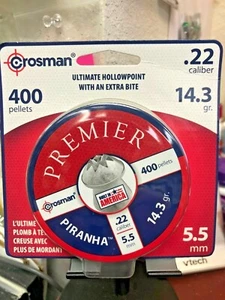 Crosman, Piranha, Ultimate Hollowpoint w/Extra Bite, .22 Caliber, 400 Pellets  - Picture 1 of 1