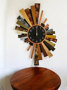 Handmade wall sculpture clock, Brown copper Clock wall art by Alisa 27x18 - Picture 1 of 20