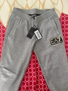Emporio Armani Sweatpants Ea7 Trackies Tracksuit Bottoms Size UK Cotton Grey - Picture 1 of 3